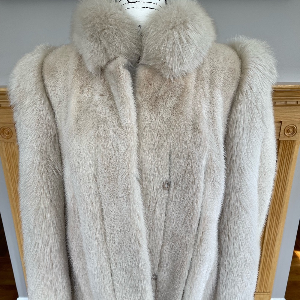 Saks Fifth Avenue Revillon Blush Mink Coat with Blush Fox Trim